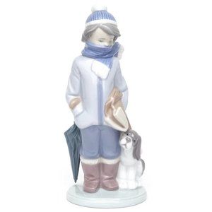 LLADRO 5220 Winter: Porcelain Figurine Winter Boy with Dog